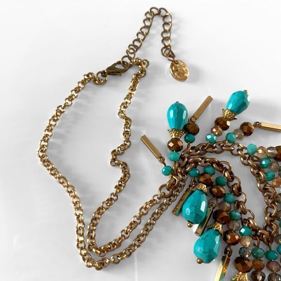 Turquoise & Crystal Drop Necklace - Picture 3 of 3